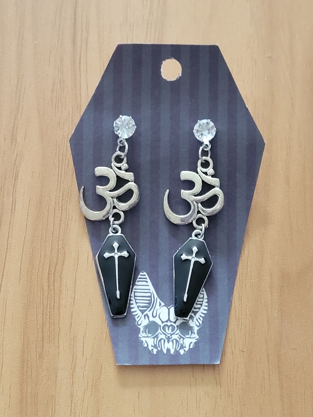 🧋NEW🧋Stainless Steel Gothic Black Coffin Cross Drop Earrings